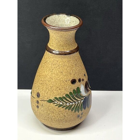 Tonala Signed Art Pottery Flower Vase 6" Hand Painted Brown Floral Vase - Picture 5 of 9
